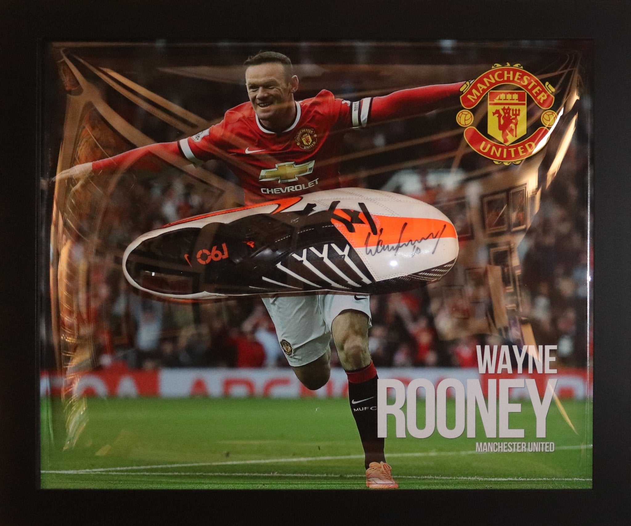 Rooney Signed Man United Boot Framed Display - Memorabilia Framers Shop